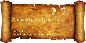 Matkovics Timon névjegykártya